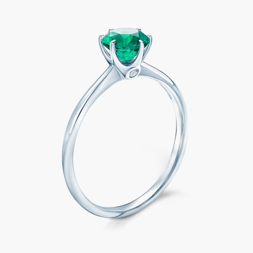 Pierścionek zaręczynowy The Journey: białe złoto, szmaragd